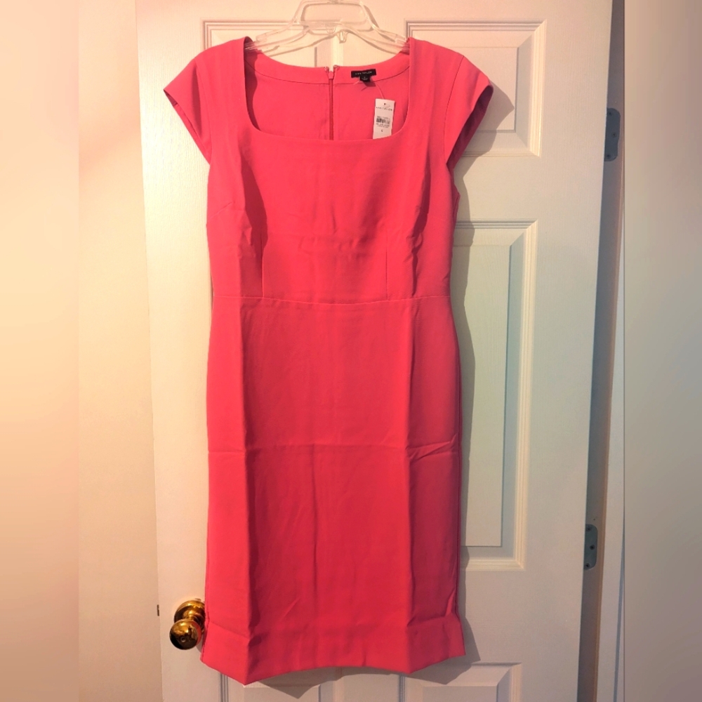 NWT Ann Taylor bold pink cap sleeve sheath dress Size 8